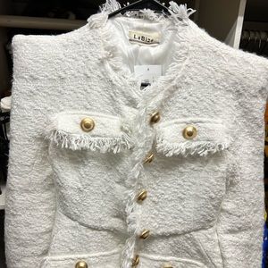 LaBiz Structured Tweed Jacket with Shoulder Pads NWT Size Small (2)